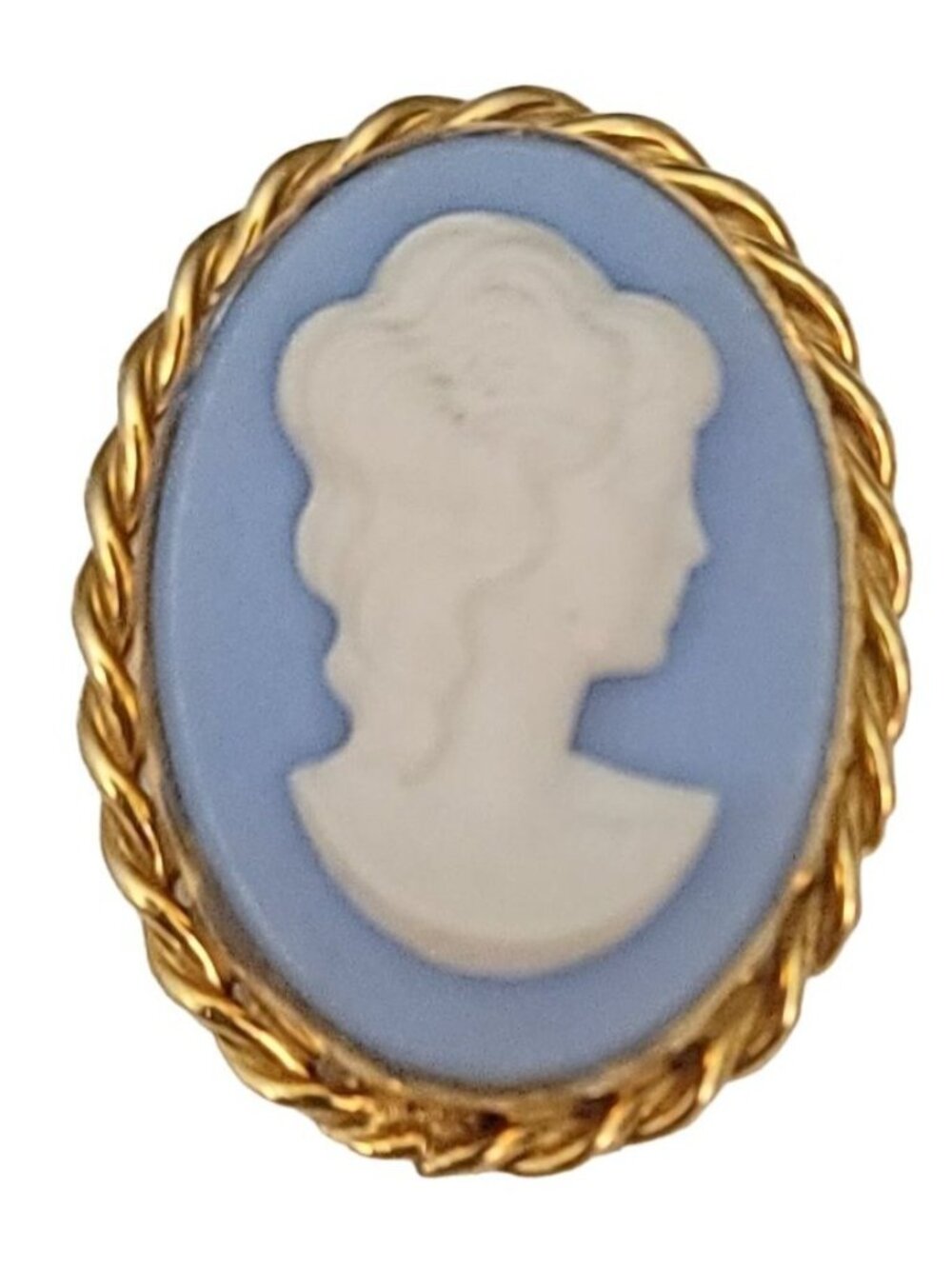 Carla 1-20 12K GF Blue Resin Cameo Brooch Pendant, Signed - Picture 9 of 9